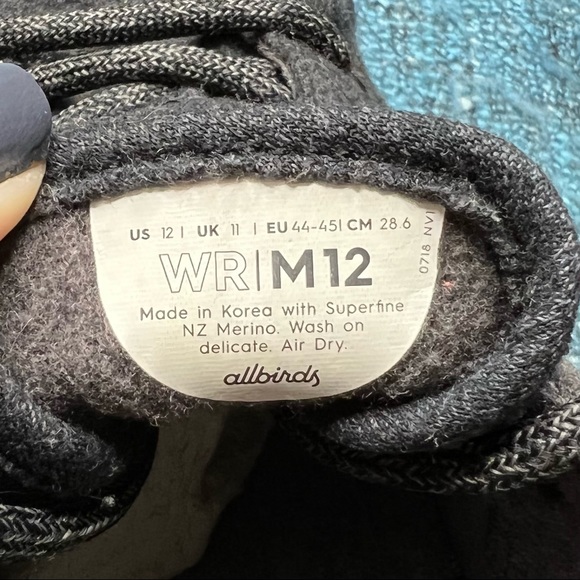 Allbirds Wool Runners Lace Up Sneakers in Dark Gray Black - Picture 7 of 7